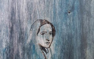 Hannah, 2004, oil and electric etching on plywood, 49.5x34.5cm