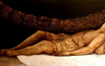 The Dead Boy (Alexander von der Mark), 2008, electric etching and mixed media on plywood, 60x140cm